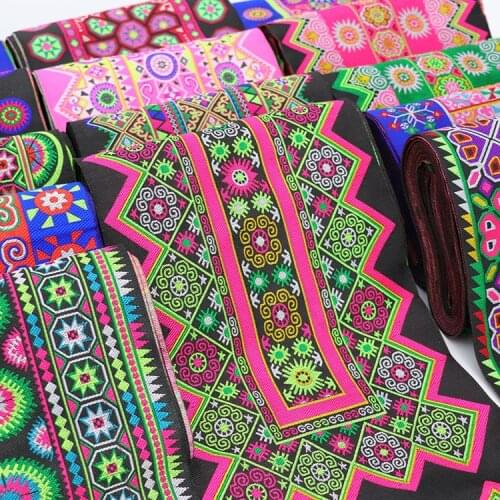 1piece hmong miao jacquard webbing lace trim 70x20cm dress collar ribbon tape ethnic tribal nepal thai india boho DIY accessory