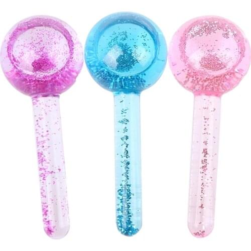 2Pcs Beauty Crystal Ball Ice Hockey Energy Facial Cooling Ice Globes Water Wave Face and Eye Massage Skin Care Beauty Roller