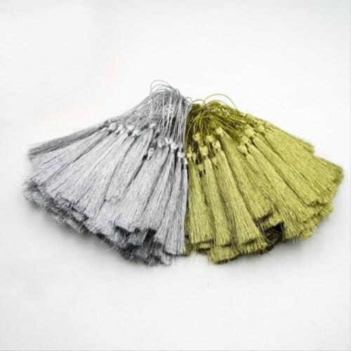 20pcs/lot 80mm Gold/Silver Color Silk Tassel Cords Handmade Caps Earrings Tassel Charm Pendant Fit DIY Jewelry Making Findings