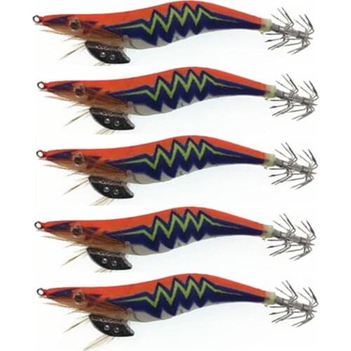 5Pcs Artificial shrimp Fishing Lures 3.5# Squid Jig Hooks Lifelike Fishing Tackle Accessories
