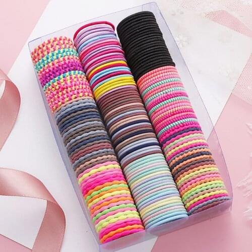 50PCS New Children Cute Colors Hair Ties Soft Elastic Hair Bands Baby Girls Lovely Scrunchies Rubber Bands Kids Hair Accessories