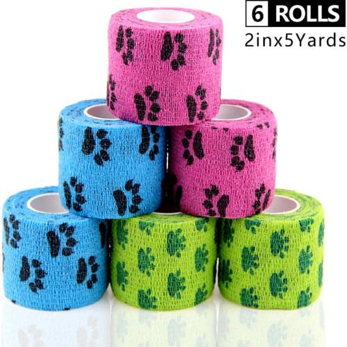 6 Rolls 5cm Self Adhesive Bandage Waterproof Elastic Bandage Nonwoven Cohesive Bandage for Medical