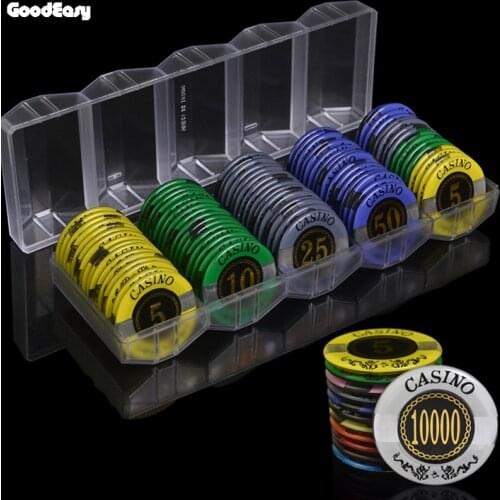 80PCS/SET Imitation Crystal Chips Poker Chip Texas Hold'em Baccarat Black Jack 21 Points Casino Chips with Acrylic Tray