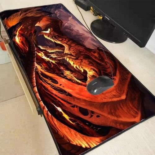 XGZ Cool Dragon with Fire Large Gaming Mouse Pad Computer Gamer Animal Locking Edge Mouse Mat Desk Keyboard XXL Mouse Pad Game