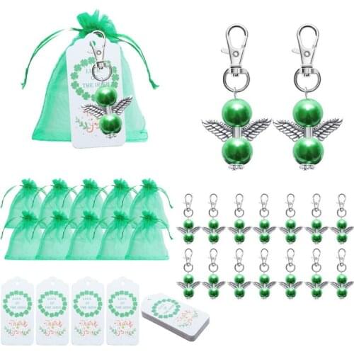 LBER Angel Keychains Swivel Trigger Key Chain Hooks With Organza Bag Gift Tag For Table Decoration Birthday Wedding Party