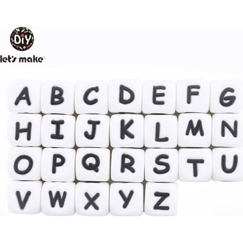 10pcs 10mm Food Grade Silicone Teether Silicone Beads Of English Letter Baby Teeth DIY Baby Nursing Teething Necklace BPA Free