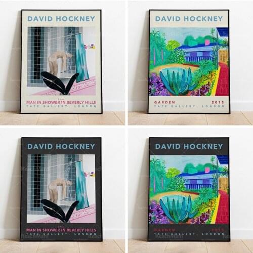 David Hockney (affiche de David Hockney), affiche de l'exposition de Hockney sous la douche, galerie d'art (affiche de galerie d