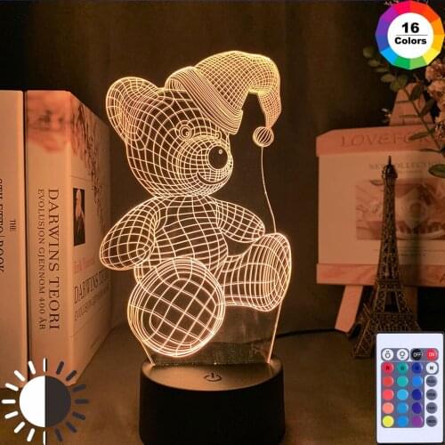 Kid Light Night 3D LED Night Light Creative Table Bedside Lamp Romantic Christmas Bear Light Kids Girl Home Decoration Gift Box
