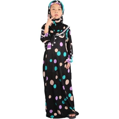2019 Hooded Abaya for Kids Dubai Girl Dress Turkish Jilbab Long Islamic Dresses Burka Fashion Tunique Femme Musulmane Kaftan Kid