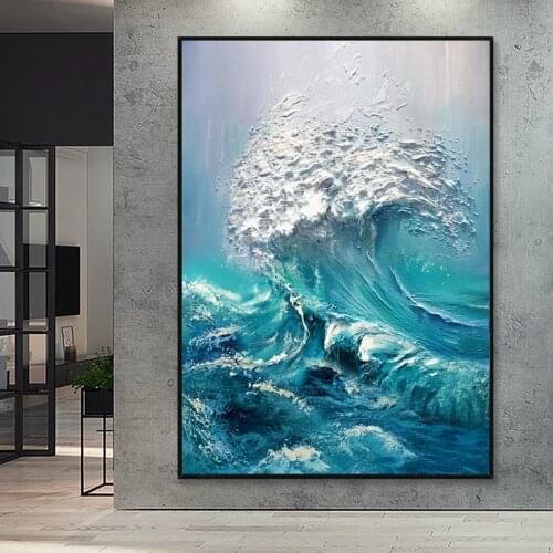 DIY Diamond Embroidery Sea Wave Art Diamond Painting Scenery 5d Graffiti Mosaic Mural Paintings For Living Room Wall
