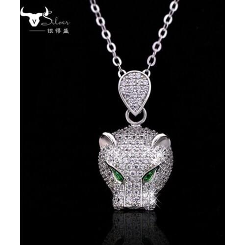 Europe domineering personality high-grade leopard head peny 925 silver Original Crystals From Austrian Necklaces Women