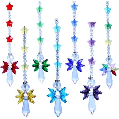 H&D 7pcs Crystal Glass Guardian Angel Window Sun Catchers Rainbow Maker Collection Suncather Gift Home Garden Hanging Decor