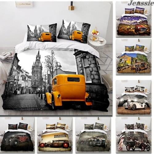Vintage Car Bedding Set Single Double Duvet Cover Dilapidated Vehicle Quilt Cover Microfiber Bedclothes High Quality Home Decor