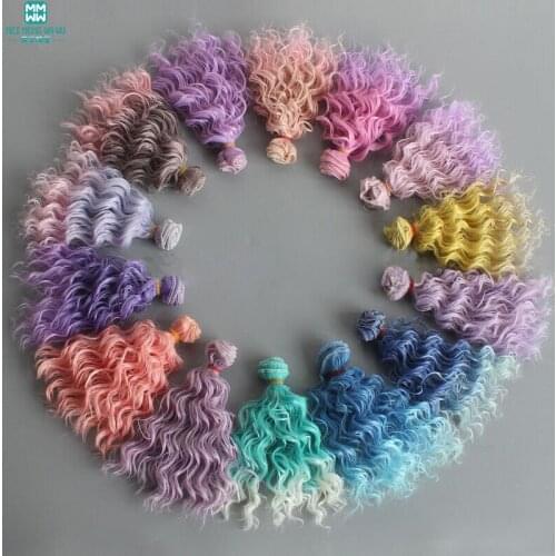 1pcs 15cm&25cm Imitation wool curls hair fits 1/3 1/4 1/6 BJD doll DIY Gradient color doll wigs