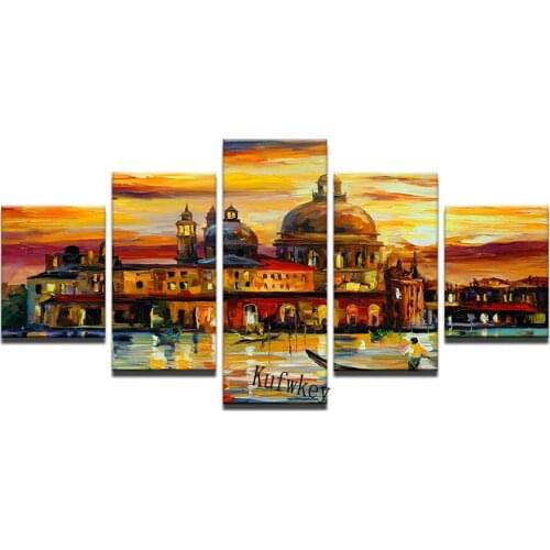Mazayka,5d DIY Diamond Painting Cross Stitch Full Diamond Embroidery 5D Diamond Mosaic Needlework Aquatic City Landscape,5pcs