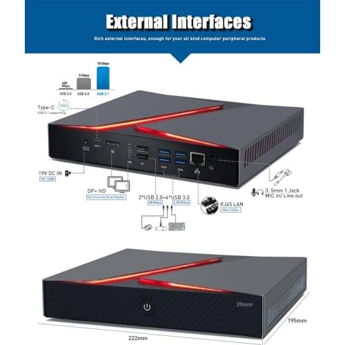 Gaming Mini PC gamer computador Intel Core i7 9750H I9 9880HGTX 1650 4G Desktop Computer Windows 10 4K HDMI DP Type-C WiFi 3165