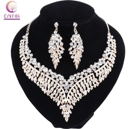 Fashion Bridal Jewelry Sets Wedding Engagement Necklace Earring for Bride Party Costume Accessories Indian Jewellery Sets Women