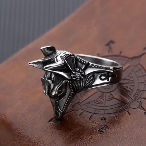 2020 new men big wide ring stainless steel Wolf head on fashion jewelry punk Ring male accessories animal mens Gothic ring