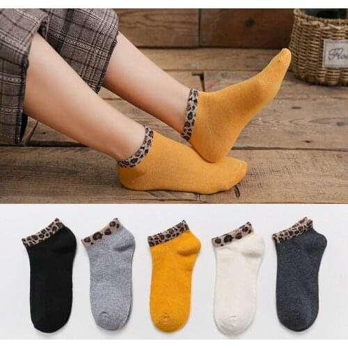 Jeseca New Fashion Designer Women Ankle Socks Leopard Sexy Funny Kawaii Student Girl Underwear Summer Sport Women Non Slip Socks