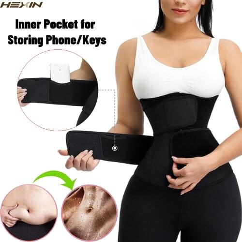 HEXIN New 100% Latex Waist Cincher Corset Sweat Waist Trainer Body Shaper Belly Slimming Double Belt Compression Underwear Fajas