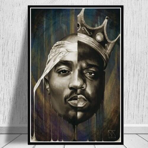 Portrait Of Big And Tupac Canvas Paintings On The Wall Posters And Prints 2Pac Modern Wall Art Canvas Pictures Home Decoration