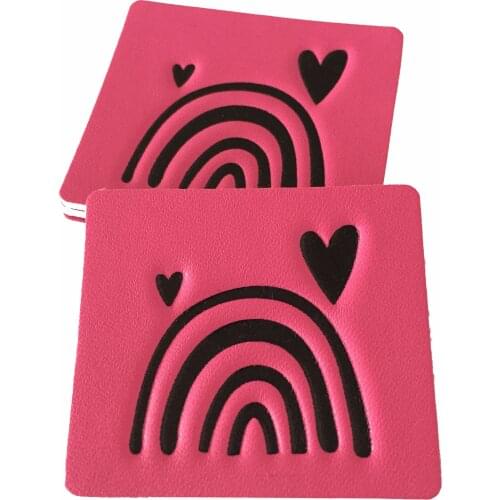 High Quality Custom Brand Logo Pink Leather Patches Clothing Leather Labels