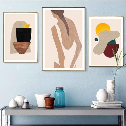 Scandinavia Posters and Prints Girl Swimsuit Geometric Canvas Painting Abstract Wall Art Pictures for Living Room Home Decor