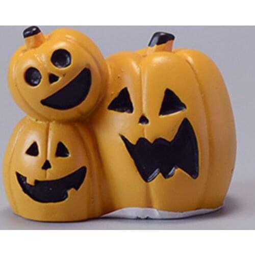 Happy Halloween Mini Creative Ghost Pumpkin Figurine Halloween Cartoon Resin Ornament for Home Car Halloween Accessories