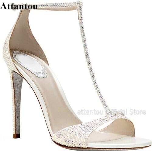 Bling Bling Crystal T-bar Concise Designer Sandals Open Toe Cut Out Rhinestone Thin High Heel Elegant Silver Stiletto Shoes