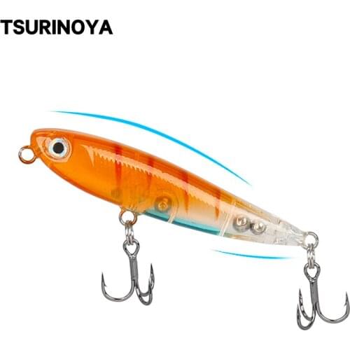 TSURINOYA Pencil Hard Fishing Lure DW64 60mm 3.1g Top Water Mini Floating Long Casting Hard Bait Finesse Trout Lures10 Colors
