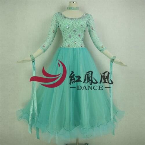 Women Standard Ballroom Dresses Girls Long Sleeve Lycra Stretchy Dancing Costume Adult Waltz Ballroom Competition Dance Dress