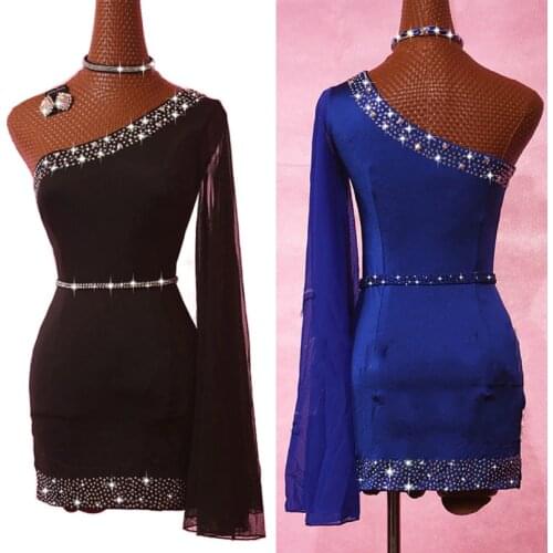 Latin Dance Dress Cpmpetition Dance Dresses WomenS Performing Dance Clothes Female Black Slim Dancing Costume Salsa Dress I221