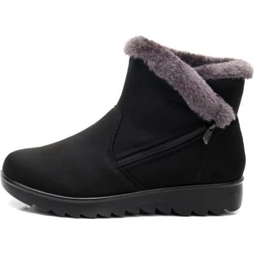 Winter Women Ankle Boots New Fashion Flock Wedge Platform Winter Warm Red Black Snow Boots Shoes Mother Female Plus Size 183