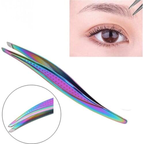 1pc Curved Tweezers Rainbow Eyelash Extension Nails Decor Picker Dead Skin Remover Manicure Makeup Nail Tools