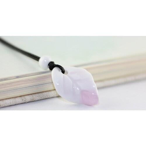 12 Pieces/Lot Ceramic Leaf Necklaces Round Beads Charm Pendant Colorful Natural Stone Statement Choker Women Men Clothes Jewelry