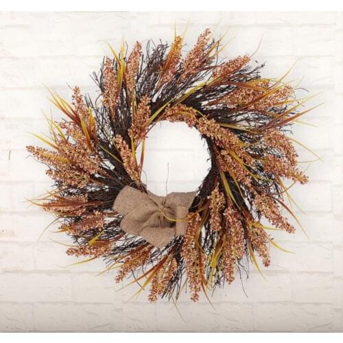45cm Halloween Thanksgiving Maple Wreath Door Hanging Halloween Vine Ornaments Halloween Berry Vine Harvest Decor
