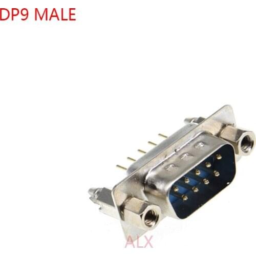 5PCS With fixed screw DP9 MALE PCB Mount serial port CONNECTOR Insert plate type D-Sub RS232 COM CONNECTORS 9pin plug 9p FOR PCB