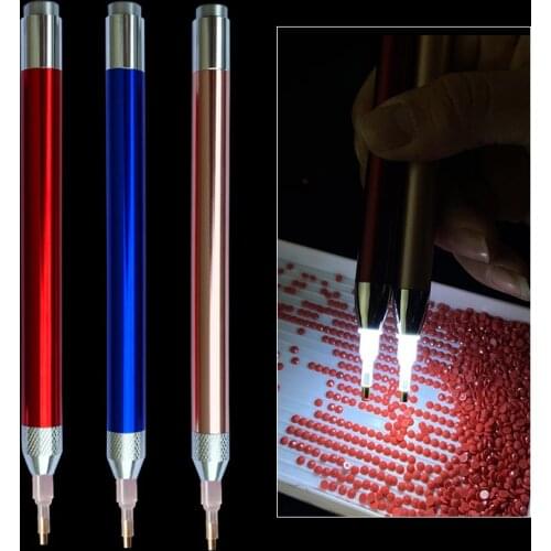 5D Round Light Diamond Point Drill Pens Diamond Painting Art Tool Embroidery Cross Stitch DIY Tools 1/3/6/9 Heads