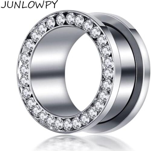 Junlowpy Fashion Women Piercing Ear Plugs And Tunnels CZ Gem Screw Fit Expansion Ear Stretched Flesh Tunnels Body Jewelry 64pcs