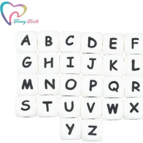 Teeny Teeth 26 PCS Alphabet Bead Silicone Letter Beads Baby Teething Alphabet BPA Free Silicone Bead For DIY Baby Teething Toys