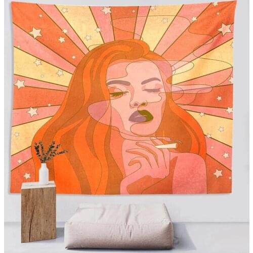 Living Room bedroom Decor Vintage Cool girl Tapestry Wall Hanging Retro Trippy Home Living Room Rainbow Boho Wall Art Decor