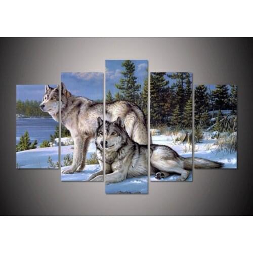 HD Print 5pcs art wolf animal Painting on Canvas home decor wall art Print picture living room kids wall decor painting /PT0860
