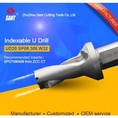 SANT U drilling bit indexable drilling tool U drill UD20.SP09.300.W32 matched inserts SPMG090408