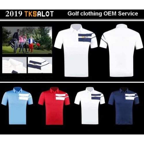 Customized heat pressed logo TKSALOT 100pcs/each color summer OEM short sleeve golf T shirts
