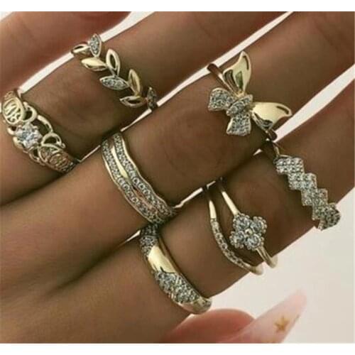 Womens gold ring for women retro jewellery set Rings on phalanx Geometric Fashion Dating fancy Gift Wholesale rings set Wedding
