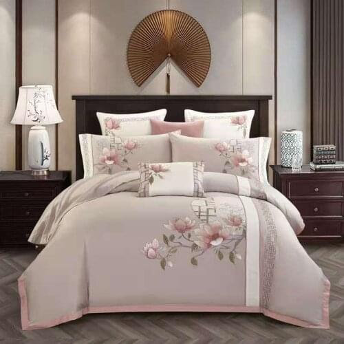 4-piece set New Chinese style bed four-piece cotton long-staple cotton embroidery famous ethnic bedding twin bedding set