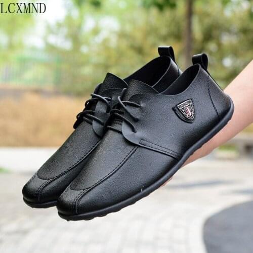 Mens Shoes 2021 New Lace-up Leather Casual Shoes Solid Color Business Mens Shoes Flat Shoes Trend Mens Flat Shoes Pumps