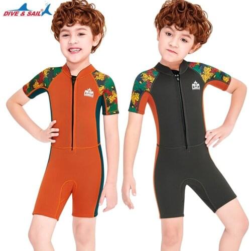 2.5mm neoprene wetsuit vest boy for surfing suit diving swimsuit One piece thickened warm swimsuit short sleeve childrens swim