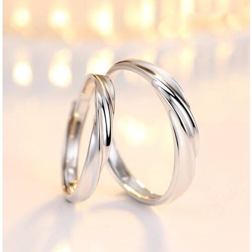 925 Sterling Silver Couple Rings 2pcs Wave Pattern Wedding Infinity Ring Men and Women Engagement Jewelry Gifts