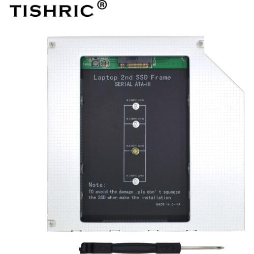TISHRIC 2nd HDD Caddy 9.5mm SATA 3 Aluminum NGFF M.2 M2 Optibay Hard Disk Enclosure Adapter DVD HDD 2.5 SSD Case For Laptop